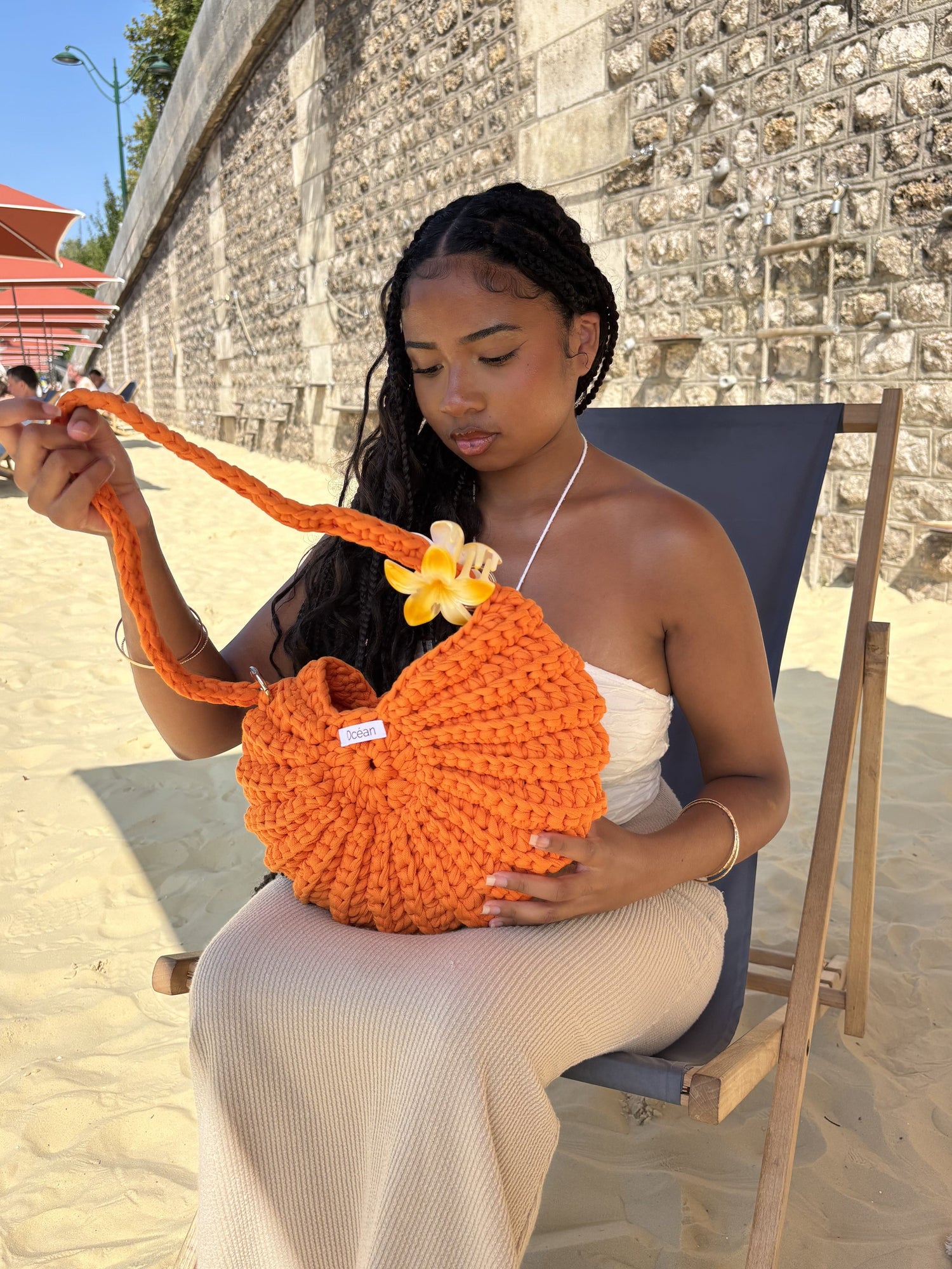 Sac crochet L'AMMONITE - Orange Océan